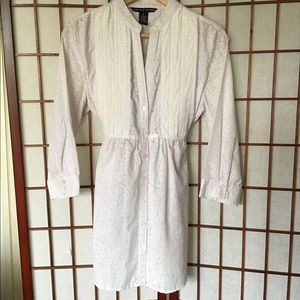 White Floral Tunic Button Down Sz. M